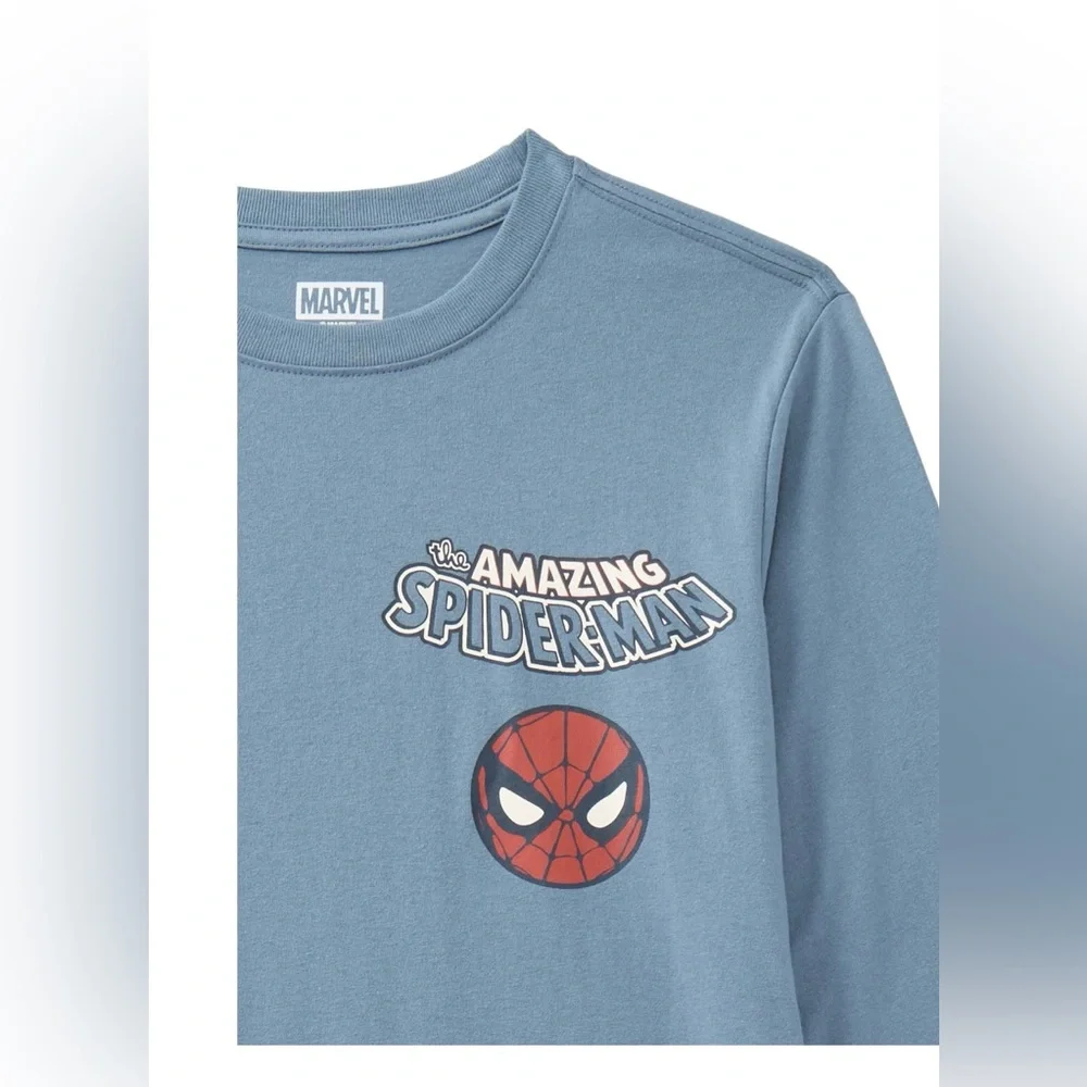 Marvel Spider-Man Boys XL 14/16 Long Sleeve Graphic Tee Blue‎ Amazing Spider-Man